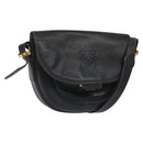 LOEWE Anagram Shoulder Bag Leather Black Gold Auth 117596-1