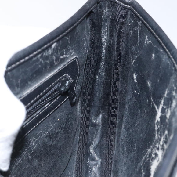 LOEWE Anagram Shoulder Bag Leather Black Gold Auth 117596