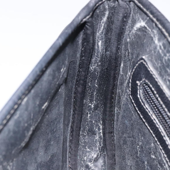 LOEWE Anagram Shoulder Bag Leather Black Gold Auth 117596