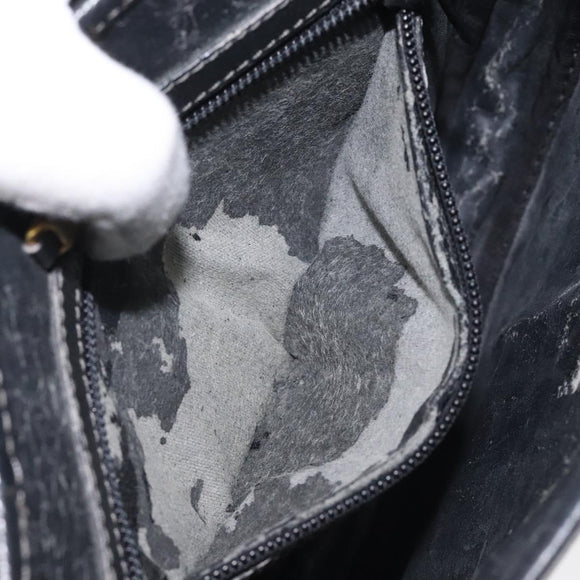 LOEWE Anagram Shoulder Bag Leather Black Gold Auth 117596