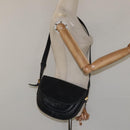 LOEWE Anagram Shoulder Bag Leather Black Gold Auth 117596-24