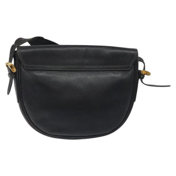 LOEWE Anagram Shoulder Bag Leather Black Gold Auth 117596 - 0