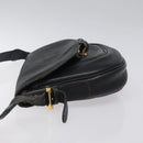 LOEWE Anagram Shoulder Bag Leather Black Gold Auth 117596-4