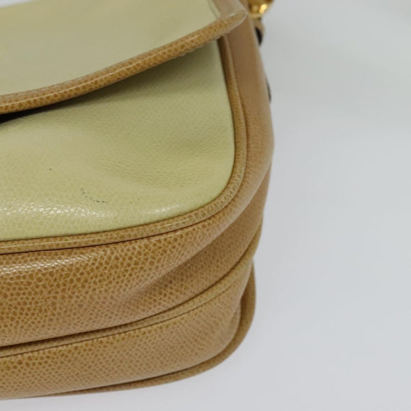 LOEWE Anagram Shoulder Bag Leather Beige Brown gold Auth 117638