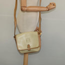 LOEWE Anagram Shoulder Bag Leather Beige Brown gold Auth 117638-21