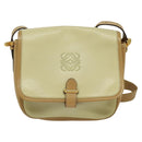 LOEWE Anagram Shoulder Bag Leather Beige Brown gold Auth 117638-13