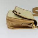 LOEWE Anagram Shoulder Bag Leather Beige Brown gold Auth 117638-4