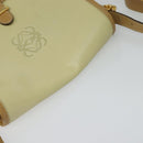 LOEWE Anagram Shoulder Bag Leather Beige Brown gold Auth 117638-6