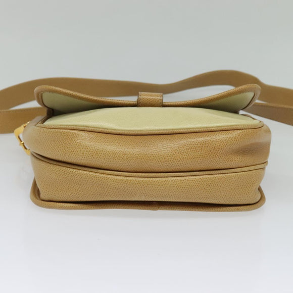 LOEWE Anagram Shoulder Bag Leather Beige Brown gold Auth 117638