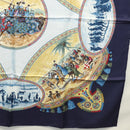 HERMES Carre 90 Scarf CAVALIERS PEULS Silk Navy Auth 117653-10