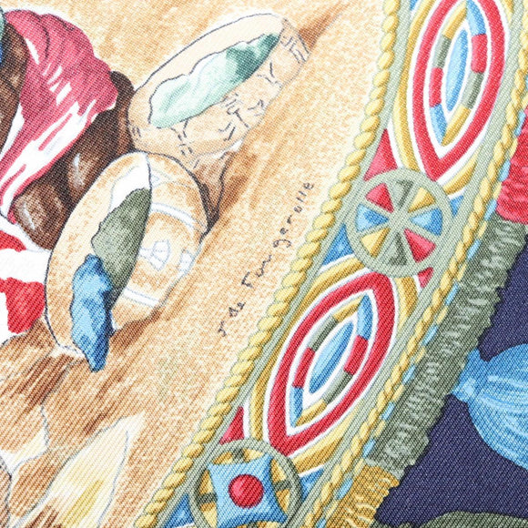 HERMES Carre 90 Scarf CAVALIERS PEULS Silk Navy Auth 117653