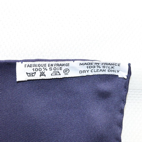 HERMES Carre 90 Scarf CAVALIERS PEULS Silk Navy Auth 117653