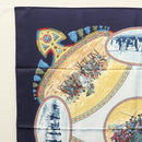 HERMES Carre 90 Scarf CAVALIERS PEULS Silk Navy Auth 117653-2