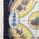HERMES Carre 90 Scarf CAVALIERS PEULS Silk Navy Auth 117653-5