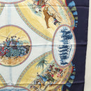 HERMES Carre 90 Scarf CAVALIERS PEULS Silk Navy Auth 117653-7
