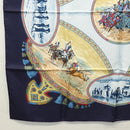 HERMES Carre 90 Scarf CAVALIERS PEULS Silk Navy Auth 117653-8