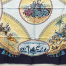 HERMES Carre 90 Scarf CAVALIERS PEULS Silk Navy Auth 117653-9