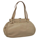 CELINE Hand Bag Leather Beige Auth 117663-1