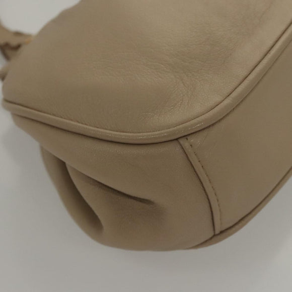 CELINE Hand Bag Leather Beige Auth 117663