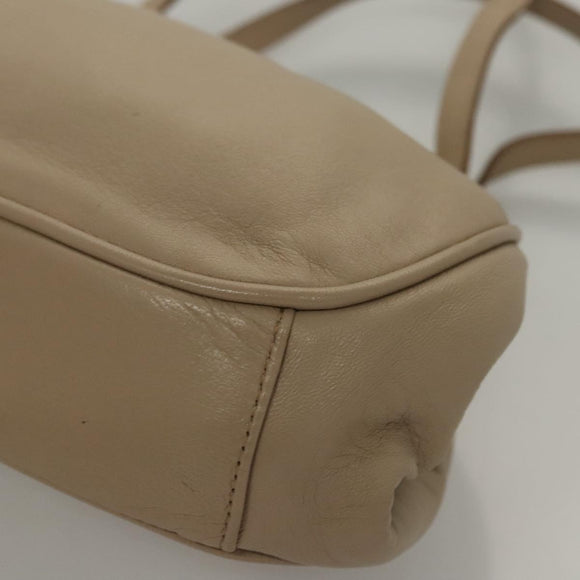CELINE Hand Bag Leather Beige Auth 117663