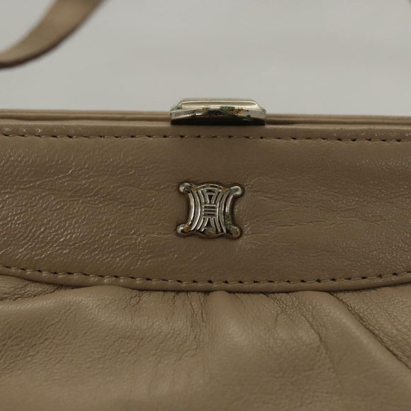 CELINE Hand Bag Leather Beige Auth 117663