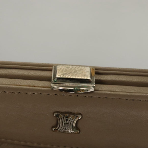 CELINE Hand Bag Leather Beige Auth 117663
