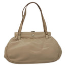 CELINE Hand Bag Leather Beige Auth 117663-13