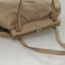 CELINE Hand Bag Leather Beige Auth 117663-6