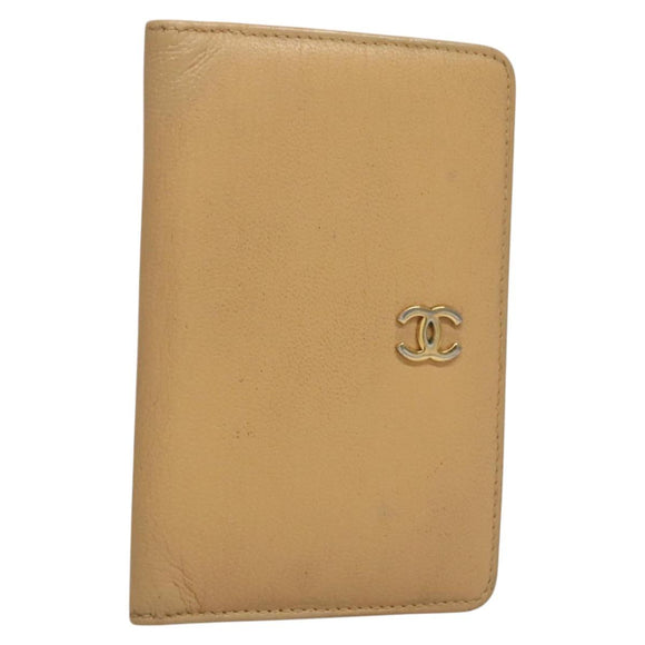 CHANEL COCO Mark Card Case Leather Beige CC Auth 117664