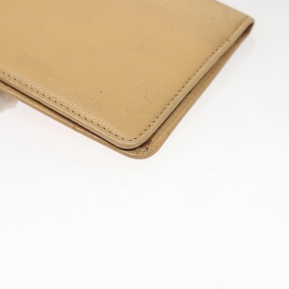 CHANEL COCO Mark Card Case Leather Beige CC Auth 117664