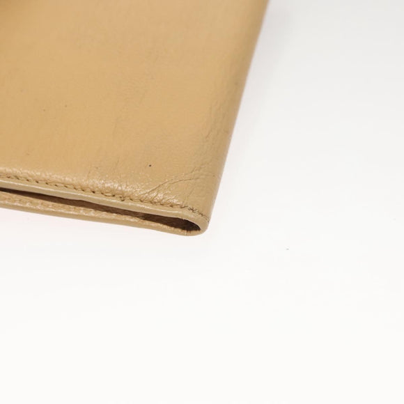 CHANEL COCO Mark Card Case Leather Beige CC Auth 117664