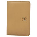 CHANEL COCO Mark Card Case Leather Beige CC Auth 117664-13