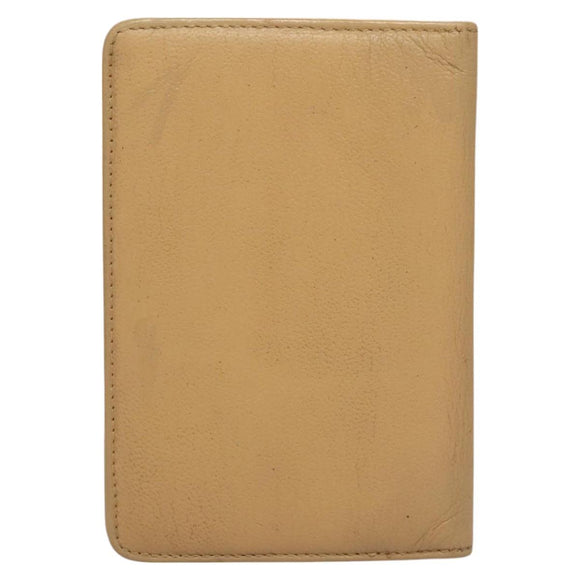 CHANEL COCO Mark Card Case Leather Beige CC Auth 117664