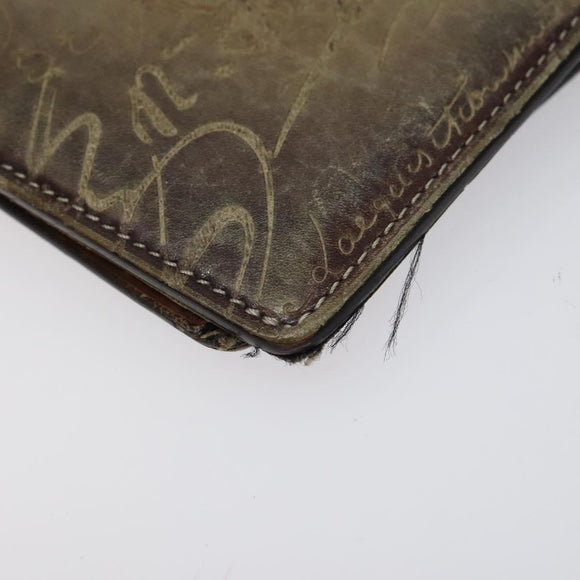 Berluti Calligraphy Long Wallet Leather Brown Auth 117665