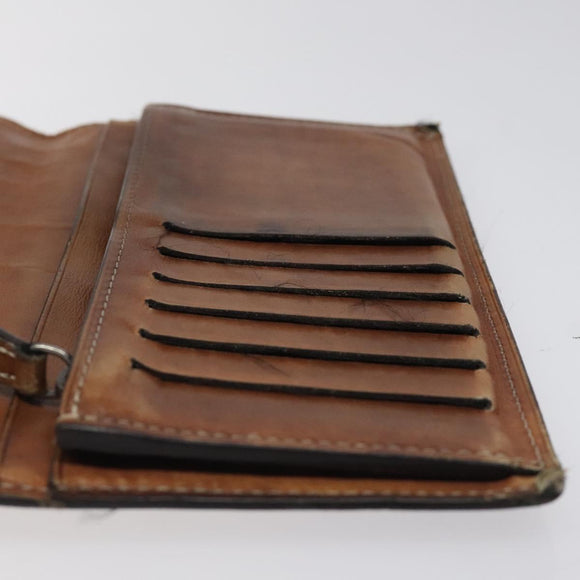 Berluti Calligraphy Long Wallet Leather Brown Auth 117665
