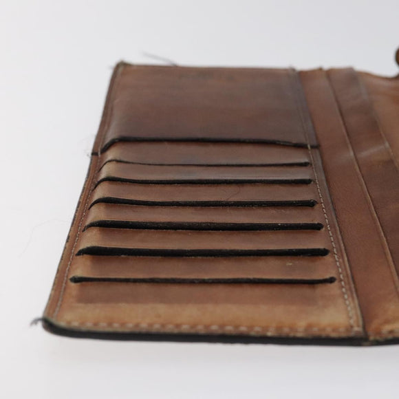 Berluti Calligraphy Long Wallet Leather Brown Auth 117665