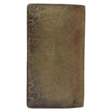 Berluti Calligraphy Long Wallet Leather Brown Auth 117665 - 0