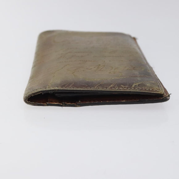 Berluti Calligraphy Long Wallet Leather Brown Auth 117665