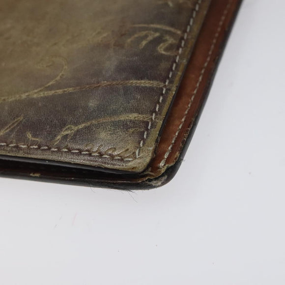 Berluti Calligraphy Long Wallet Leather Brown Auth 117665