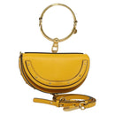 Chloe Nile Minaudière Hand Bag Leather 2way Yellow Gold Auth 117672-1