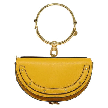 Chloe Nile Minaudière Hand Bag Leather 2way Yellow Gold Auth 117672 - 0