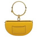 Chloe Nile Minaudière Hand Bag Leather 2way Yellow Gold Auth 117672-3