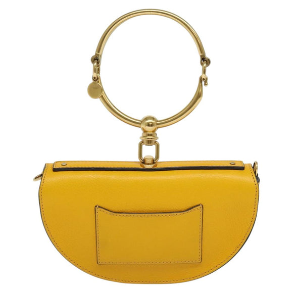 Chloe Nile Minaudière Hand Bag Leather 2way Yellow Gold Auth 117672