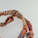 CHANEL Matelasse Backpack Cotton Orange Silver CC Auth 117675-10