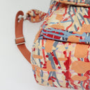CHANEL Matelasse Backpack Cotton Orange Silver CC Auth 117675-15