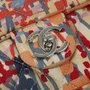 CHANEL Matelasse Backpack Cotton Orange Silver CC Auth 117675-16