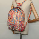 CHANEL Matelasse Backpack Cotton Orange Silver CC Auth 117675-24
