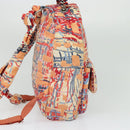 CHANEL Matelasse Backpack Cotton Orange Silver CC Auth 117675-3