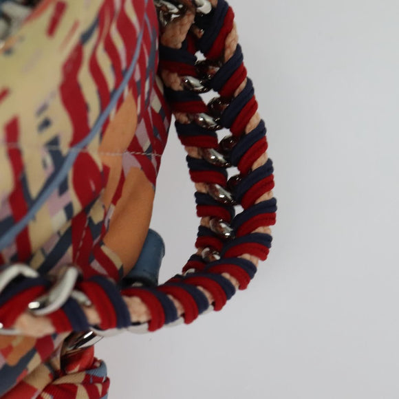 CHANEL Matelasse Backpack Cotton Orange Silver CC Auth 117675