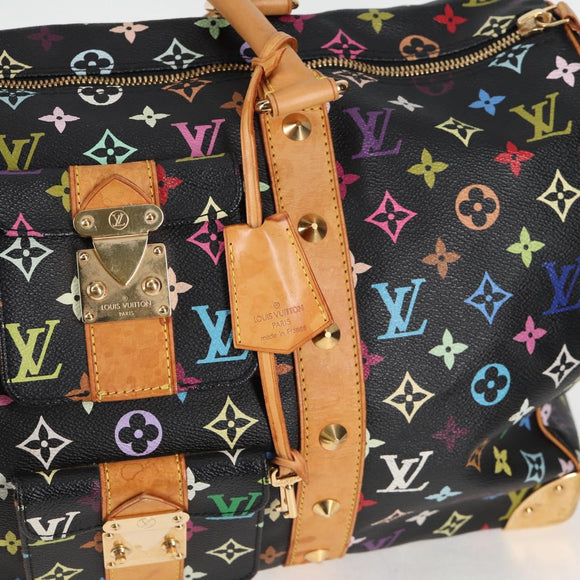 LOUIS VUITTON Monogram Multicolor Keepall 45 Bag Black M92640 Auth 117676SAV